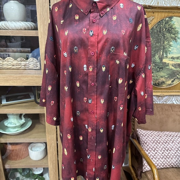 RSVLTS Marvel Iron Man Men's Red Short Sleeve Shirt size 4XL - Picture 2 of 5